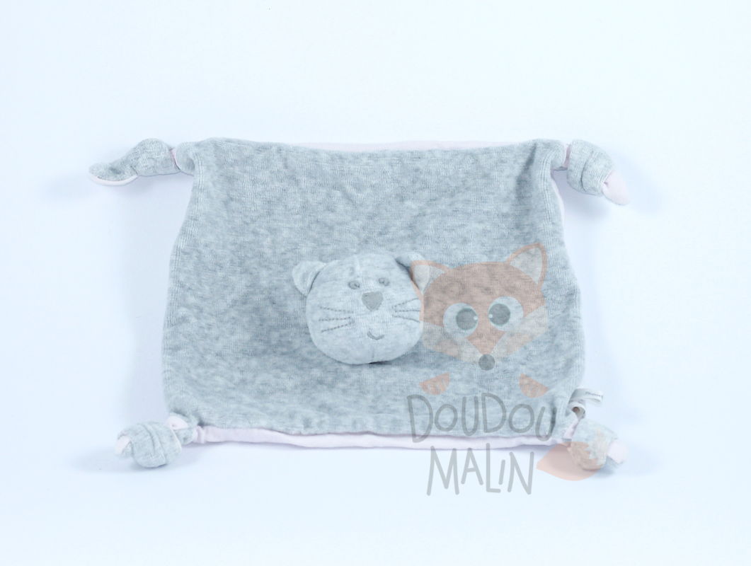  baby comforter cat grey pink  